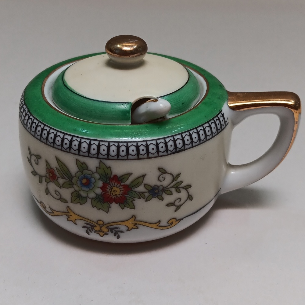 Noritake Roseara Mustard Pot with Lid & Spoon